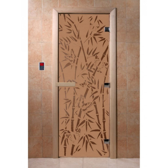 Дверь для сауны DoorWood 'Бамбук и бабочки' 190*70 (бронза матовая) купить в Магия Огня